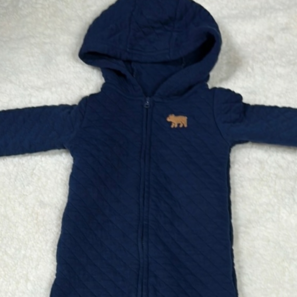 Carter's Navy Quilted Kids Onesie with Lil Bear Fuzzy Patch 24 Months 24M